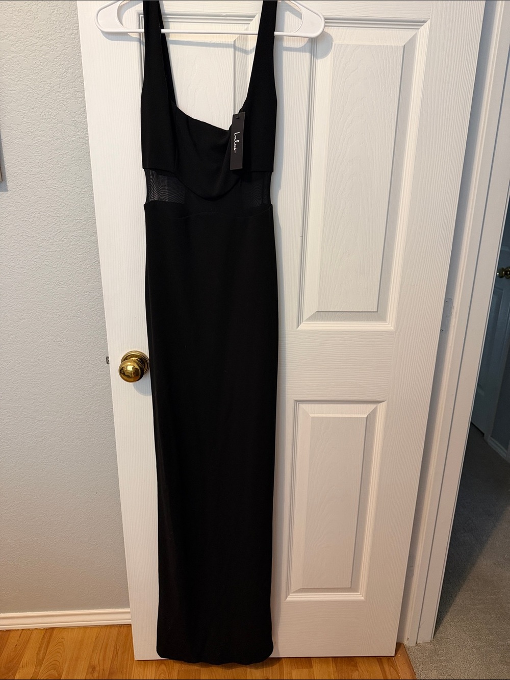Black Maxi Dress with Mesh Side